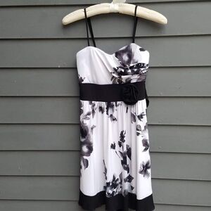 Maurices Black and White Floral Dress with Spagetti Straps